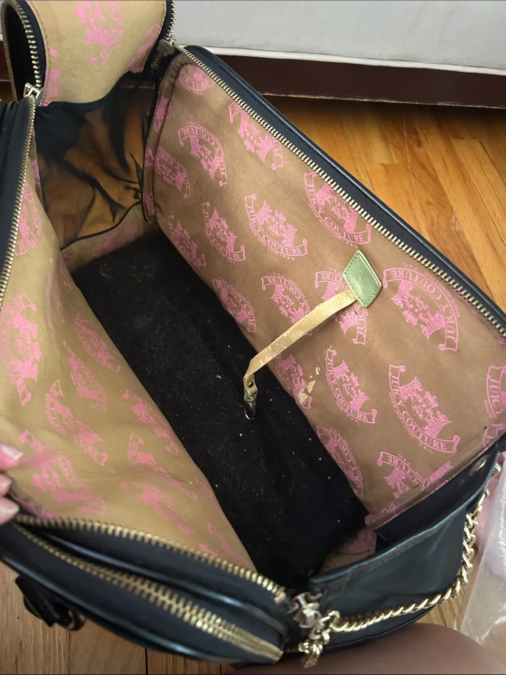90’s Juicy Couture Black Leather Satchel with Gold Hardware